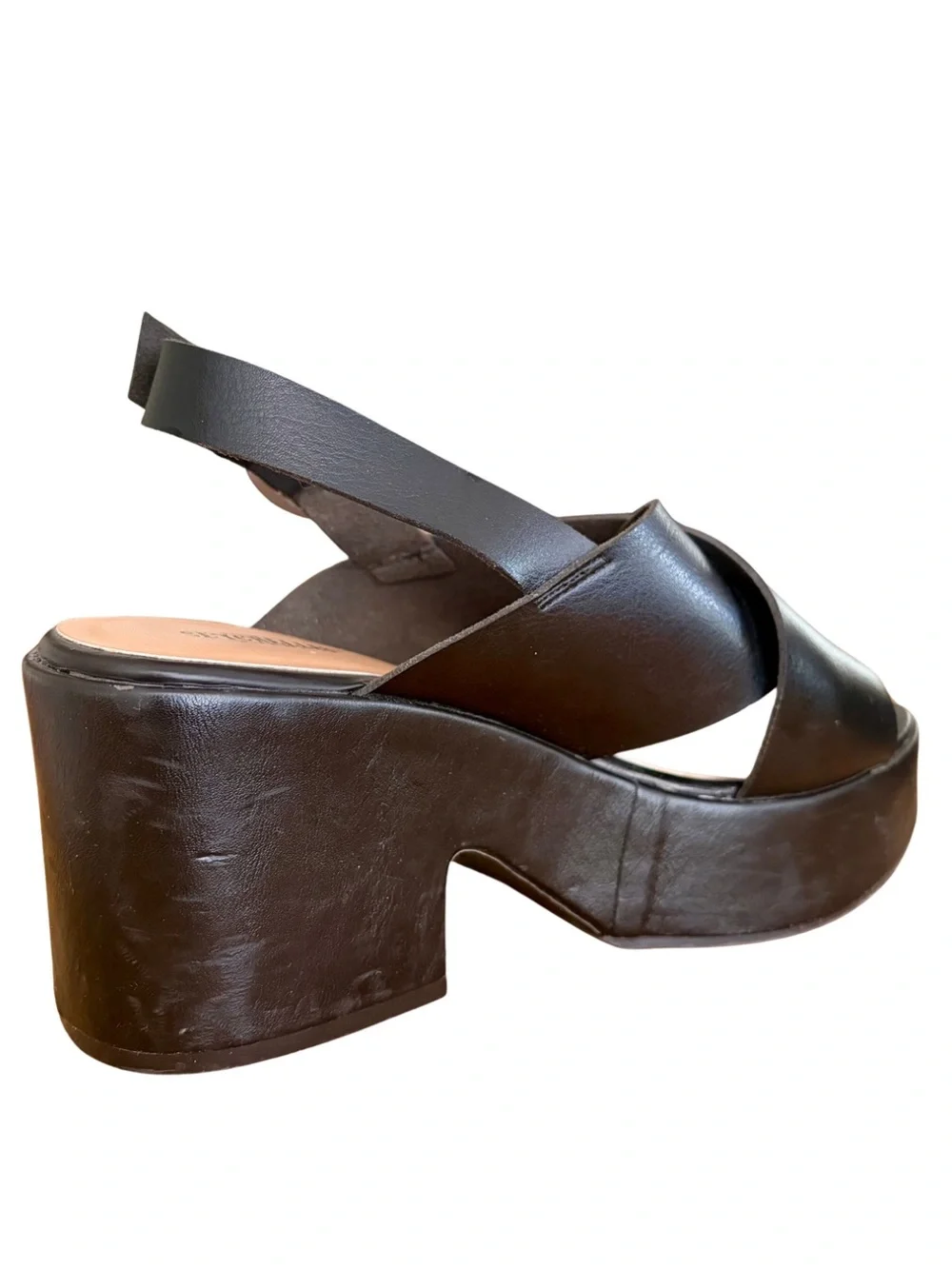 Seychelles Black Crisscross Platform Slingback Sandals Size 7.5